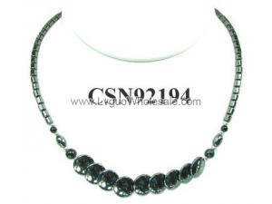 Hematite Disco Pendant Beads Stone Chain Choker Fashion Women Necklace